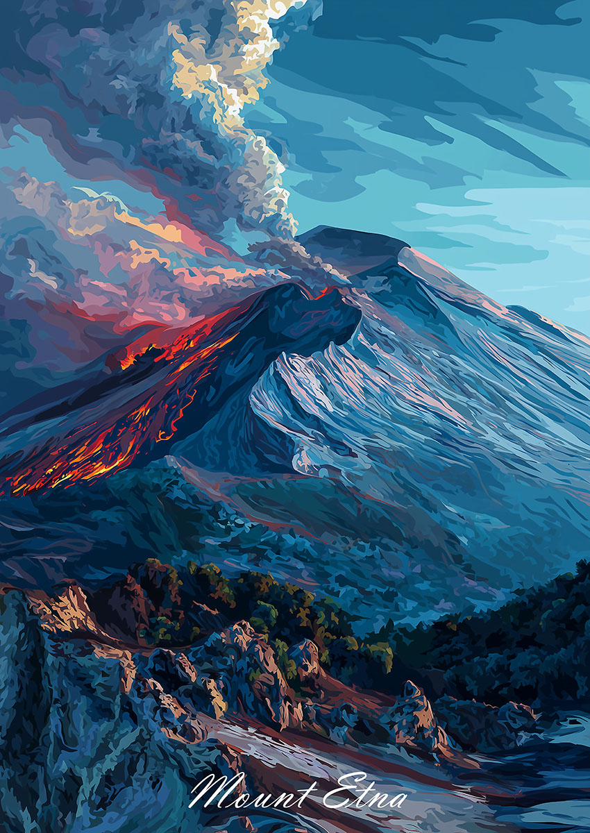 Erupting Mount Etna Canvas Print & Poster Wall Art - AI PRINT LAB